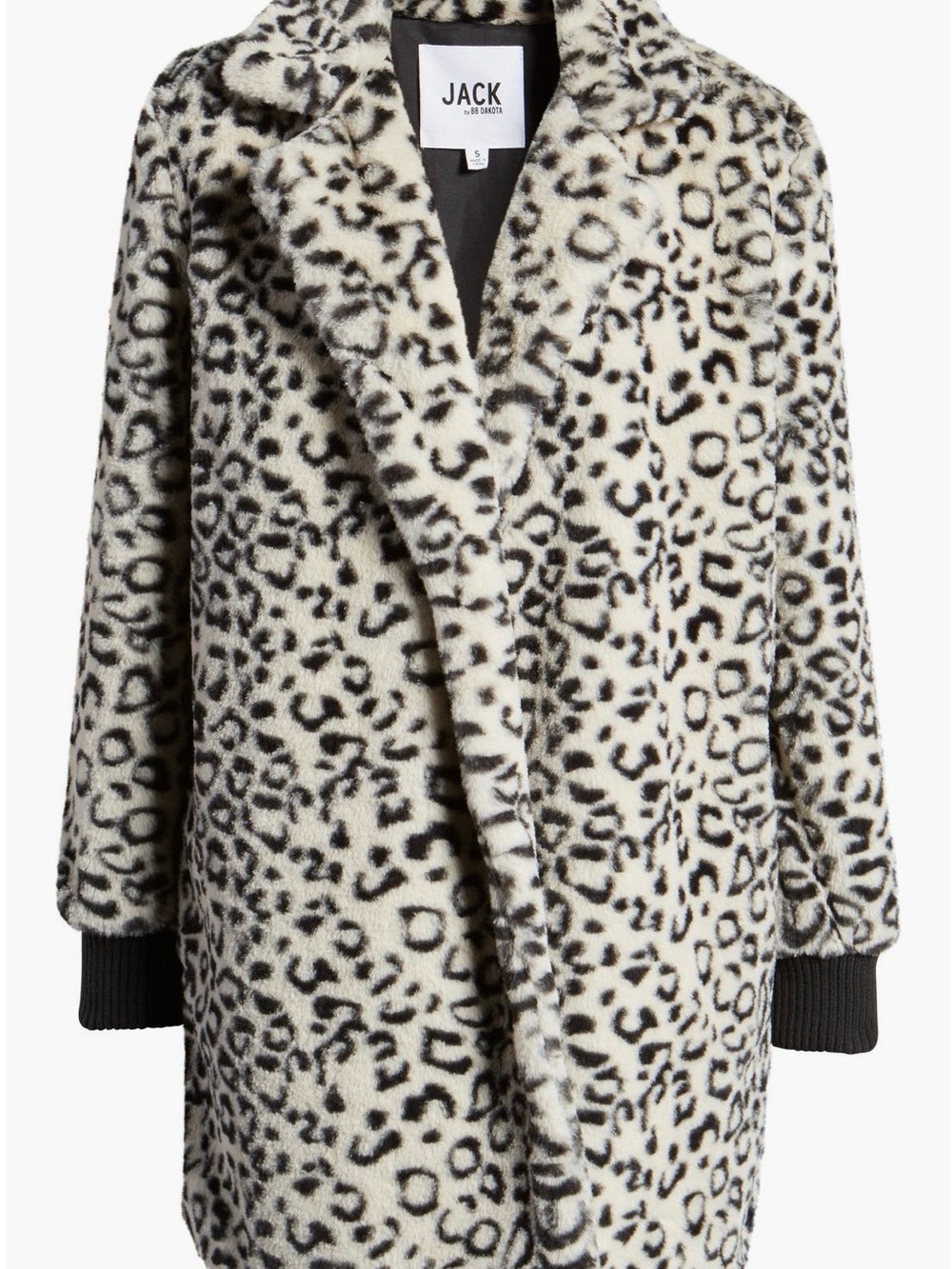 Jack by BB Dakota White Leopard Faux-Fur Teddy Coat